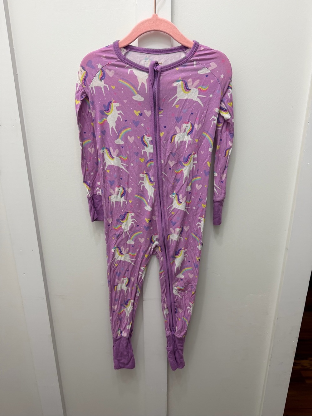 Little Sleepies Purple Unicorn Rainbow Kids One-Piece Bamboo Pajama